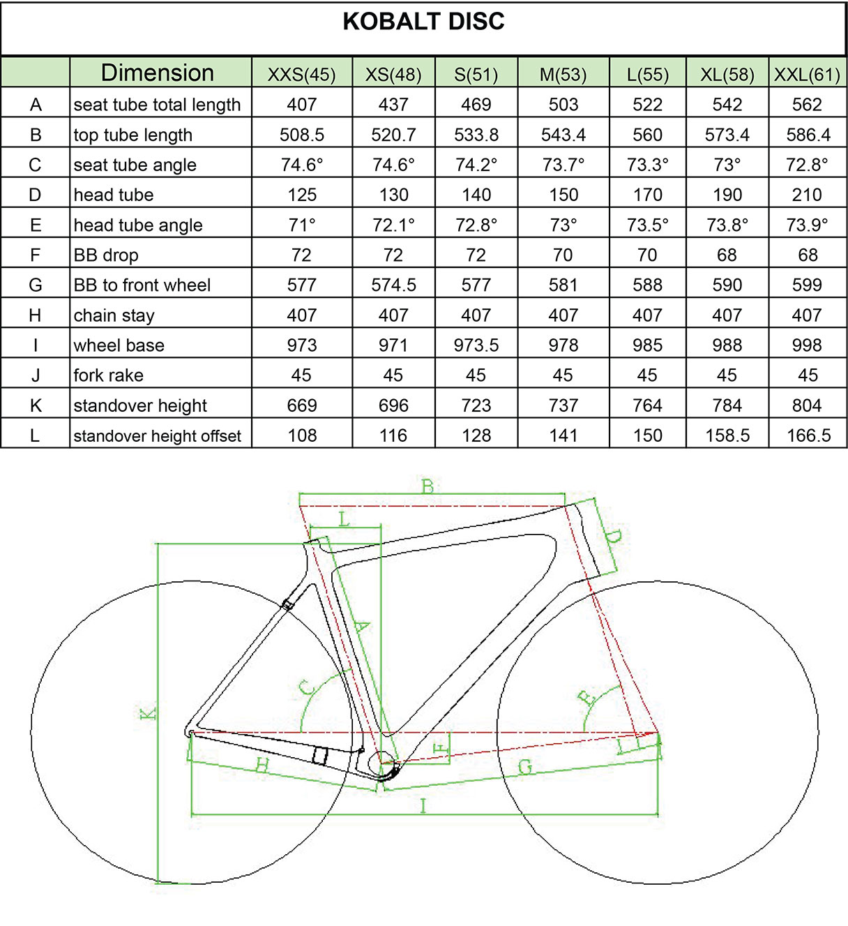 bianchi aria size chart